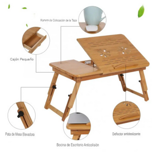Mesa Portable de bambu Notebook